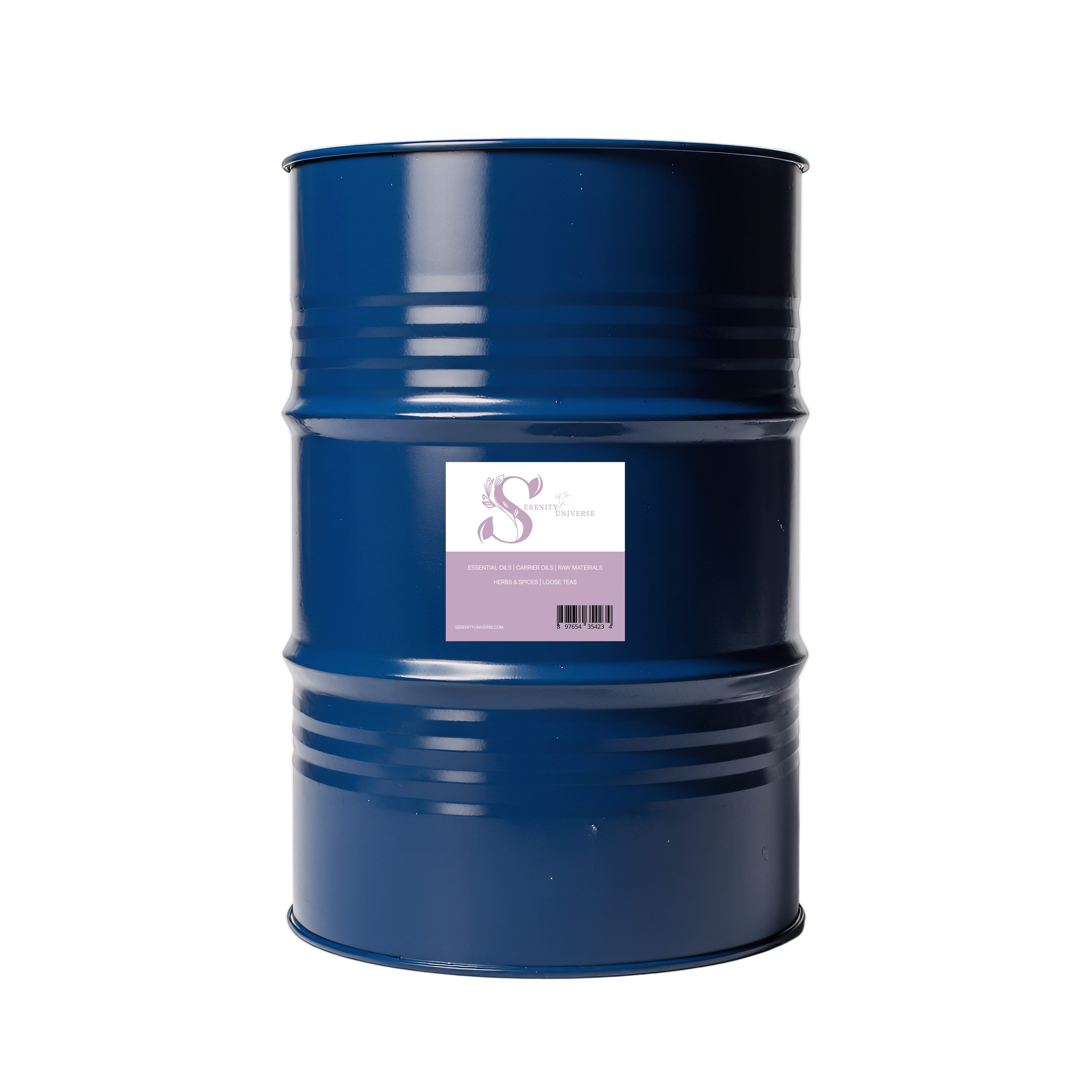 Standard blue metal 210L industrial drum on a white background.